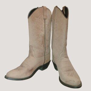 Cowboy Boots Leather Light Tan Western Country Rodeo Embroidered Design India 9.